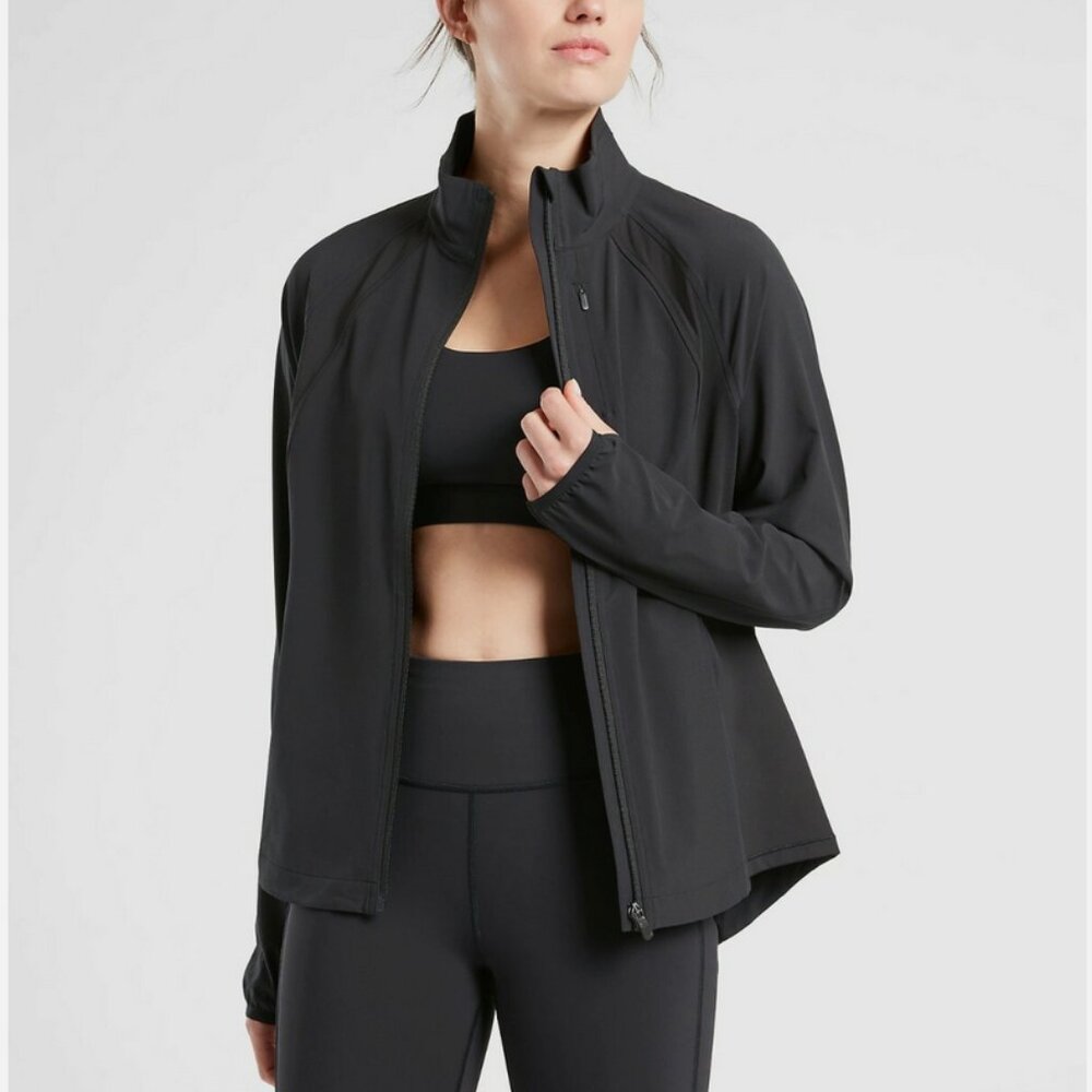 Athleta Womens Black Run With It Lightweight Performance Jacket Size Medium